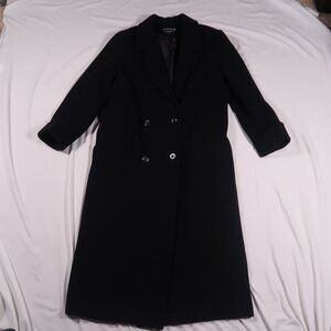 VTG Donnybrook Black Double Breasted Overcoat Trench Made in Ukraine Size 14